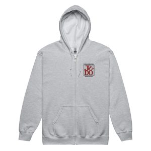Philadelphia Judo Club Embroidered Zip Hoodie in Grey hanging